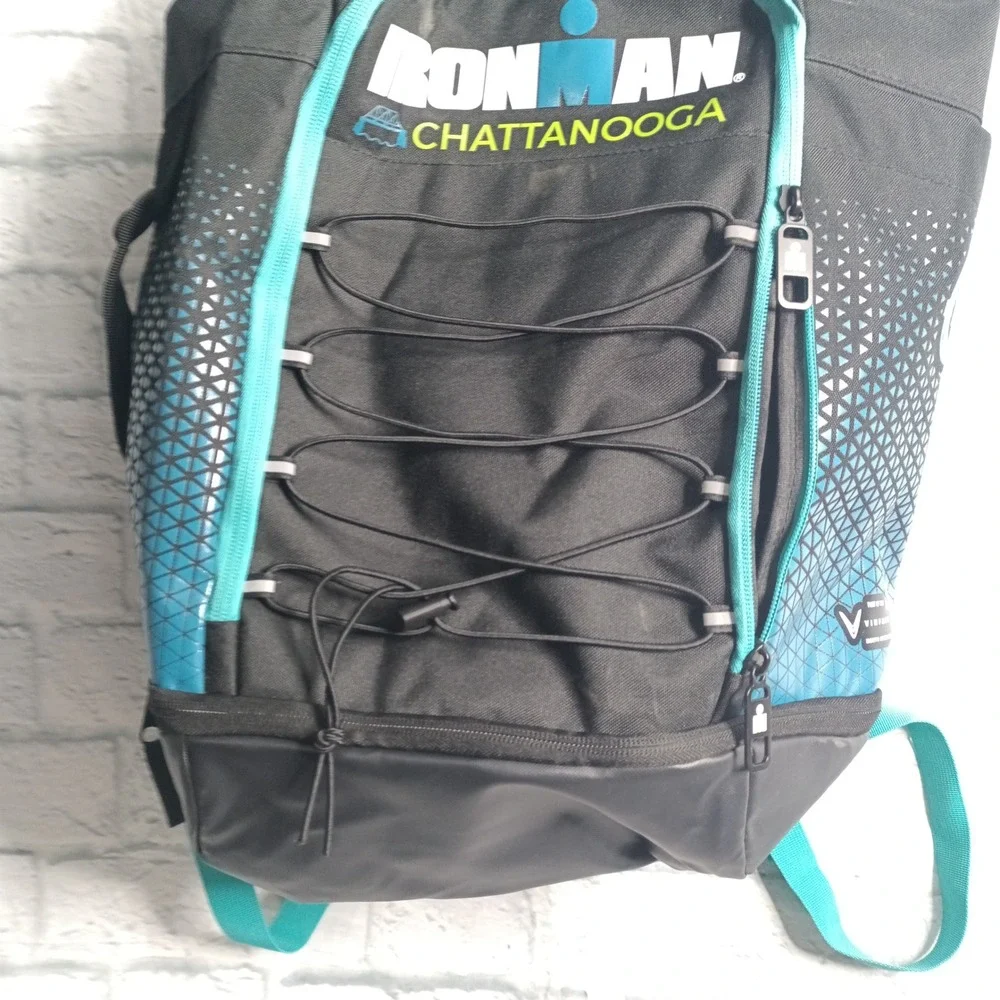 Ironman Chattanooga Triathlon Gear Bag 10 Years 2014-2024 Black Teal Backpack s9
